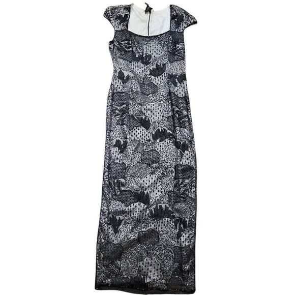 NWT Chaudry Dress Women's Medium Black Silk Beaded Long Formal Gala Whimsigoth - Picture 2 of 9